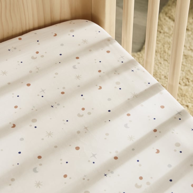 Maisons Du Monde Gabriel - Sábana Bajera De Algodón Orgánico Azul Blanco Y Beige 60x120