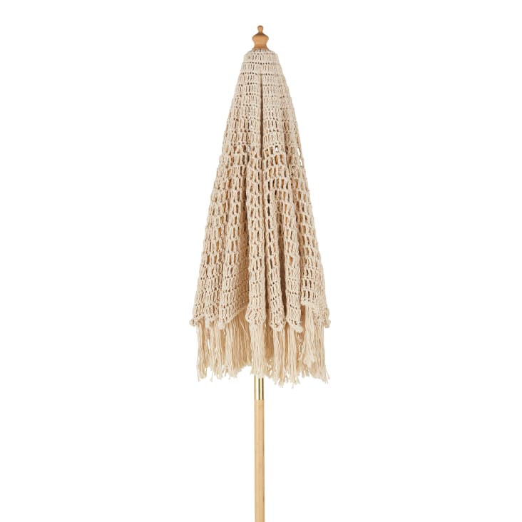 Maisons Du Monde Galipolli - Sombrilla De Lona Beige Efecto Macramé Con Flecos