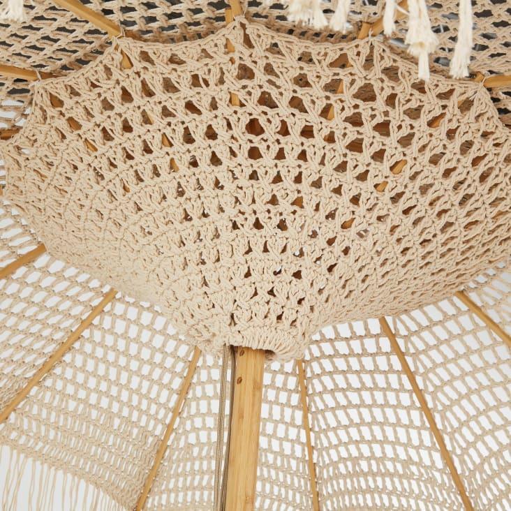 Maisons Du Monde Galipolli - Sombrilla De Lona Beige Efecto Macramé Con Flecos