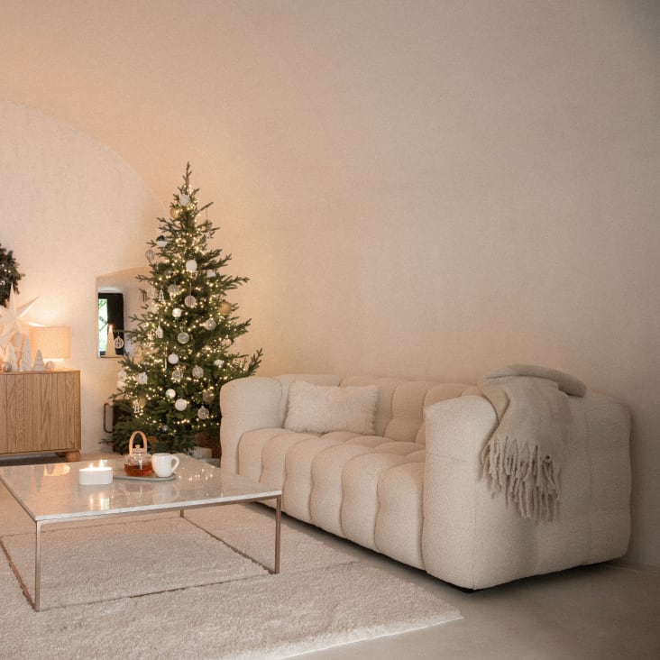 Maisons Du Monde GALSHAR - Cojín De Pelo Sintético Color Crudo 50 X 30