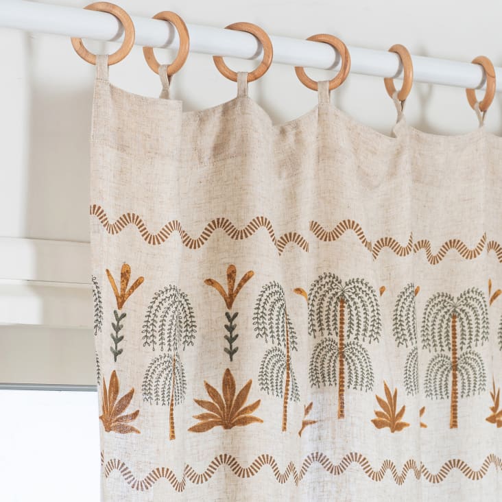 Maisons Du Monde GANIMA - Cortina Con Ojales Con Estampado En Crudo Y Blanco 140 X 250 La Unidad