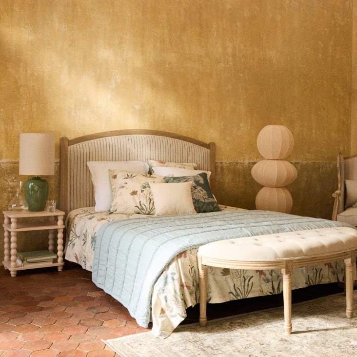 Maisons Du Monde Garido - Lámpara De Pie De Tela Beige Crema De 131 Cm