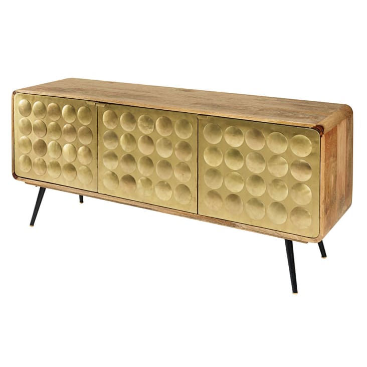 Maisons Du Monde Gatsby - Aparador Con 3 Puertas De Mango Macizo Y Metal Con Efecto Dorado