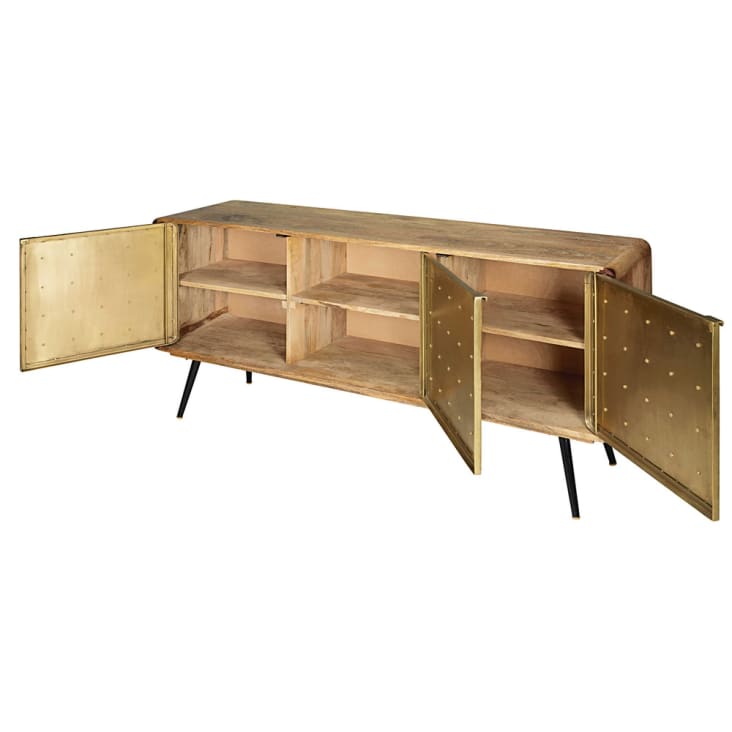 Maisons Du Monde Gatsby - Aparador Con 3 Puertas De Mango Macizo Y Metal Con Efecto Dorado
