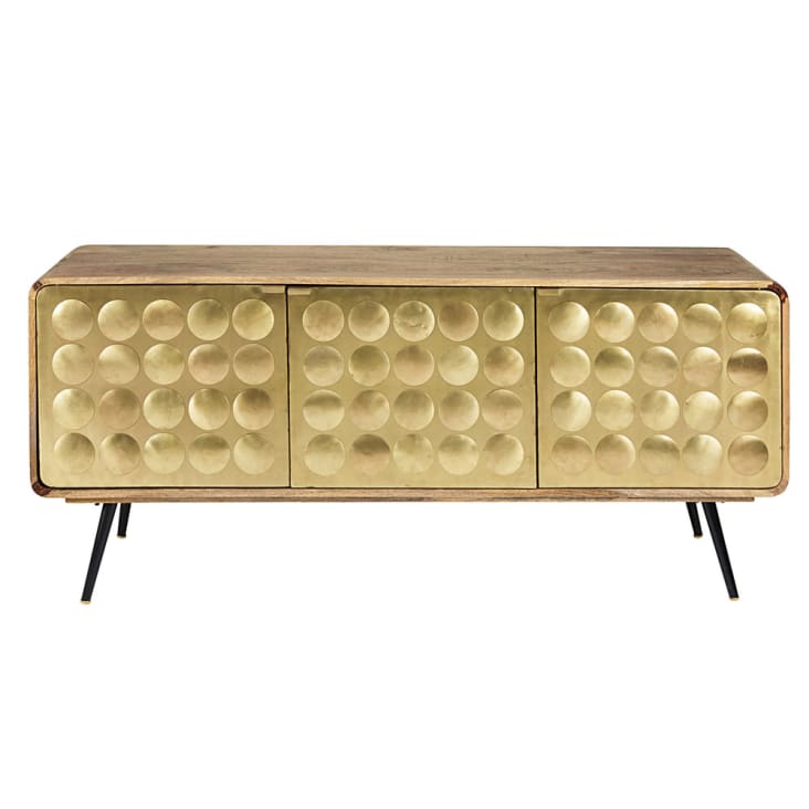 Maisons du Monde Gatsby - Aparador con 3 puertas de mango macizo y metal con efecto dorado