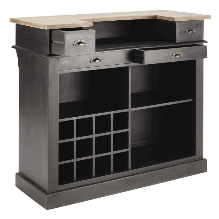 Maisons Du Monde Germain - Mueble Bar 4 Cajones Gris Carbón