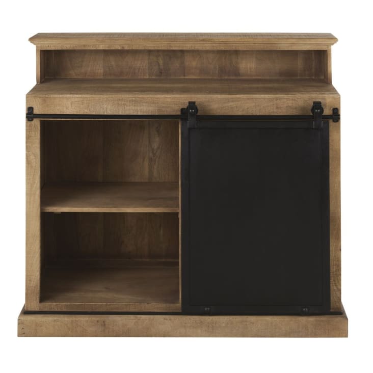 Maisons Du Monde Germain - Mueble Bar Con 1 Puerta De Mango Macizo Y Metal Negro