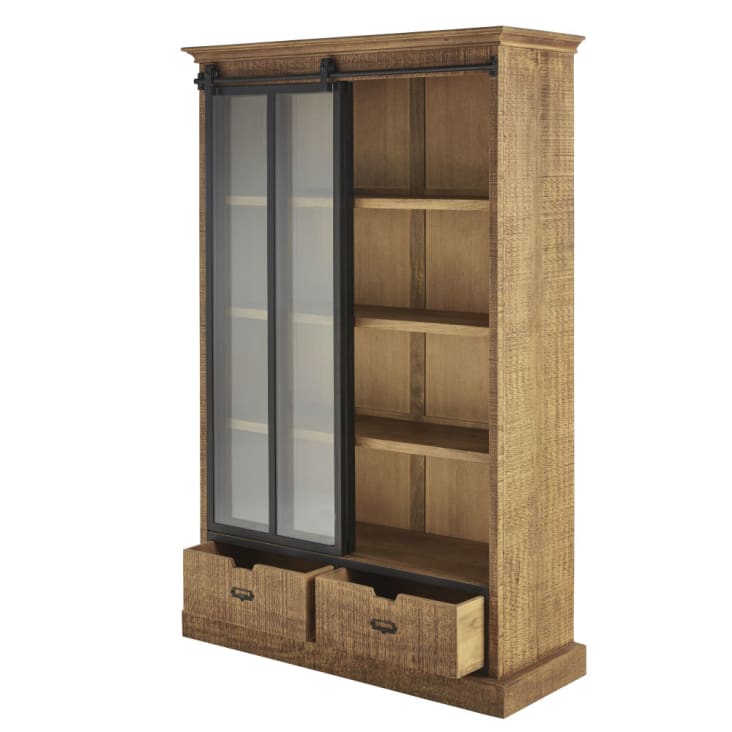 Maisons Du Monde Germain - Vitrina Industrial Con 1 Puerta Corredera Y 2 Cajones Bicolor