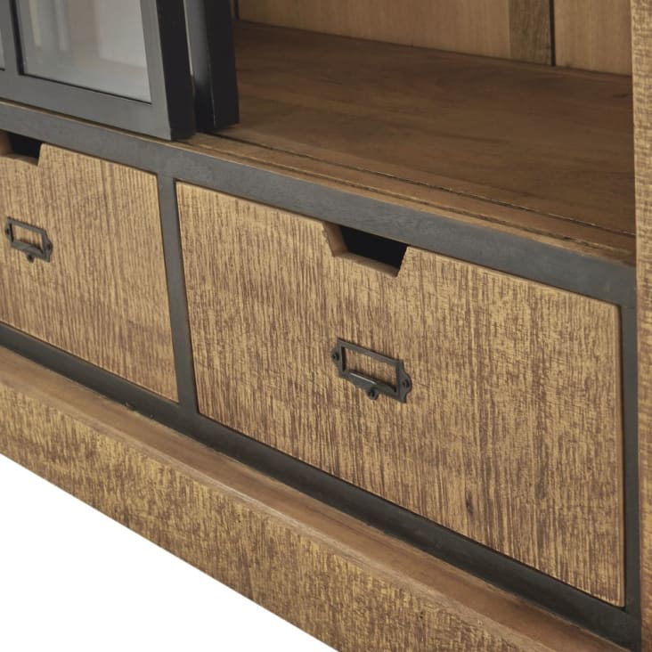 Maisons Du Monde Germain - Vitrina Industrial Con 1 Puerta Corredera Y 2 Cajones Bicolor