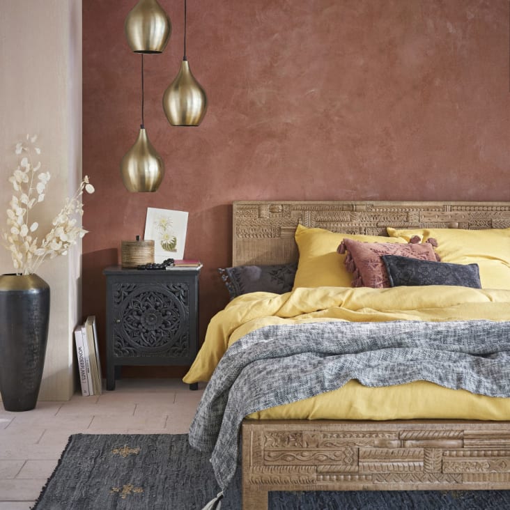 Maisons Du Monde Ghada - Cama De 160 × 200 De Mango Macizo Tallado A Mano