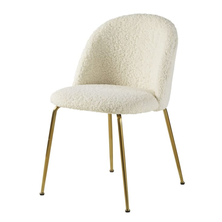 Maisons du Monde Ginette - Silla de rizo blanco y acero cromado dorado