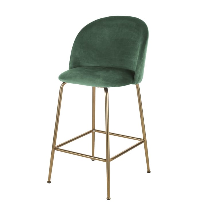 Maisons du Monde Ginette - Silla de terciopelo verde bosque para isla central H65