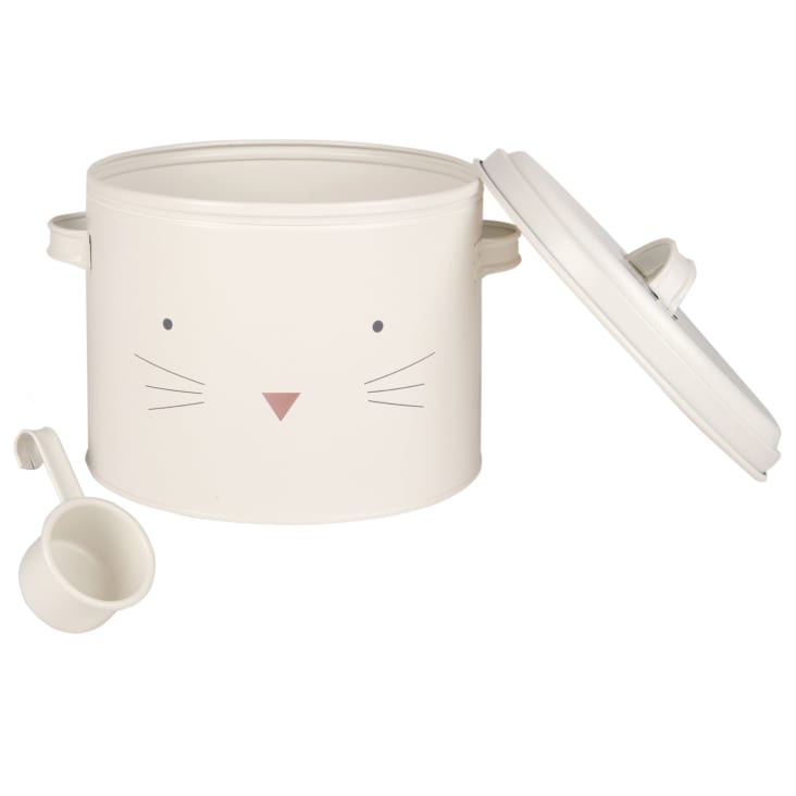 Maisons Du Monde GIRLY - Recipiente Para Comida De Gato De Metal Blanco