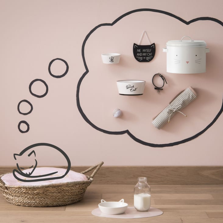 Maisons Du Monde GIRLY - Recipiente Para Comida De Gato De Metal Blanco