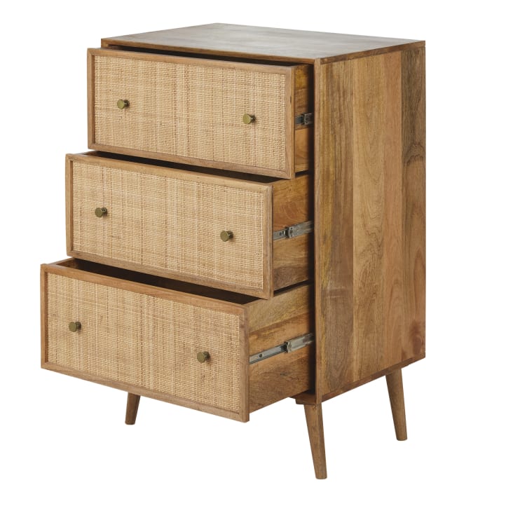 Maisons Du Monde Gisele - Cómoda Alta Vintage Con 3 Cajones De Madera De Mango Y Bambú