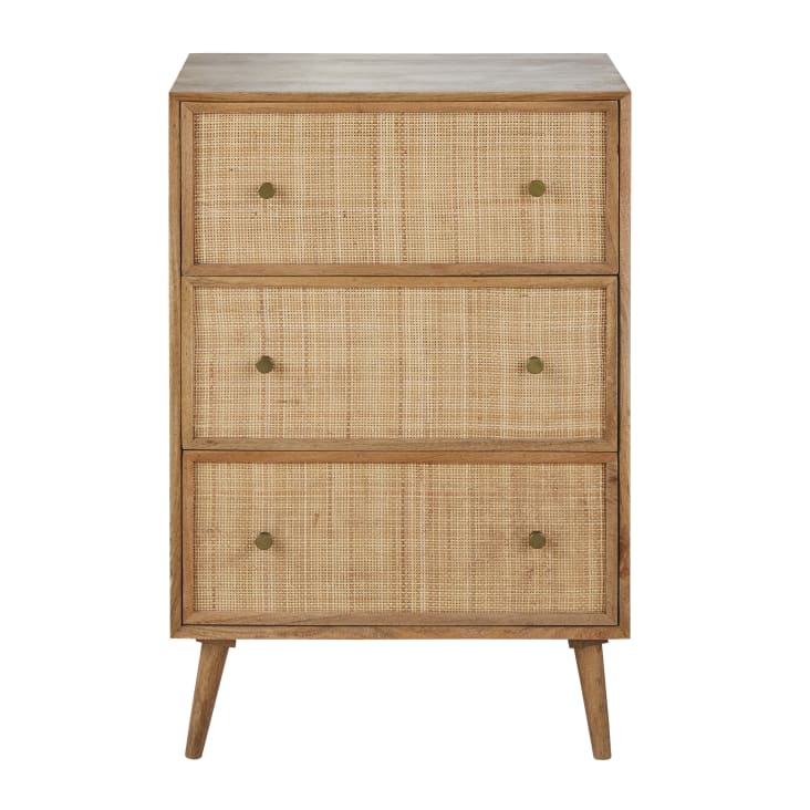 Maisons du Monde Gisele - Cómoda alta vintage con 3 cajones de madera de mango y bambú