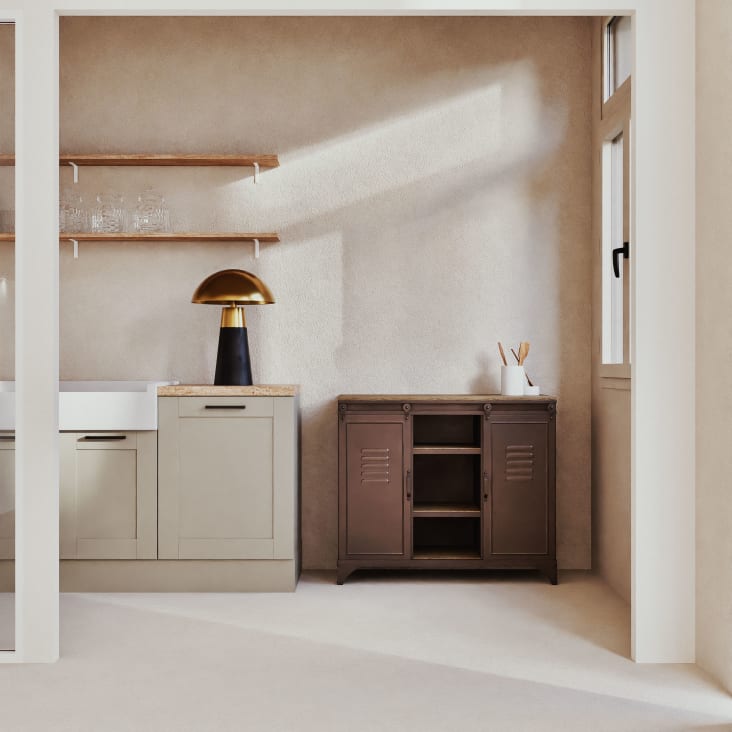 Maisons Du Monde GLAMM - Lámpara Vintage De Metal Reciclado Dorado Y Negro