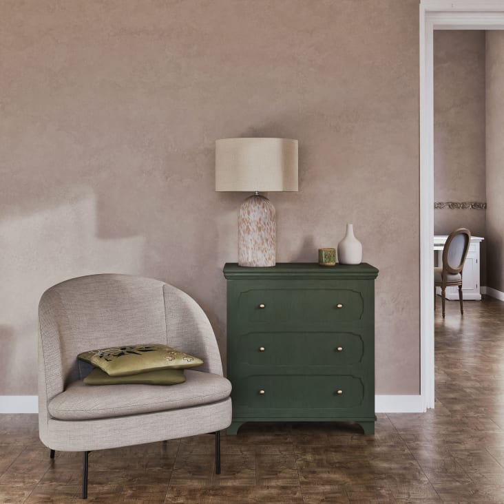 Maisons Du Monde Gloria - Lámpara De Vidrio Moteado Con Purpurina Y Pantalla De Lino Beige