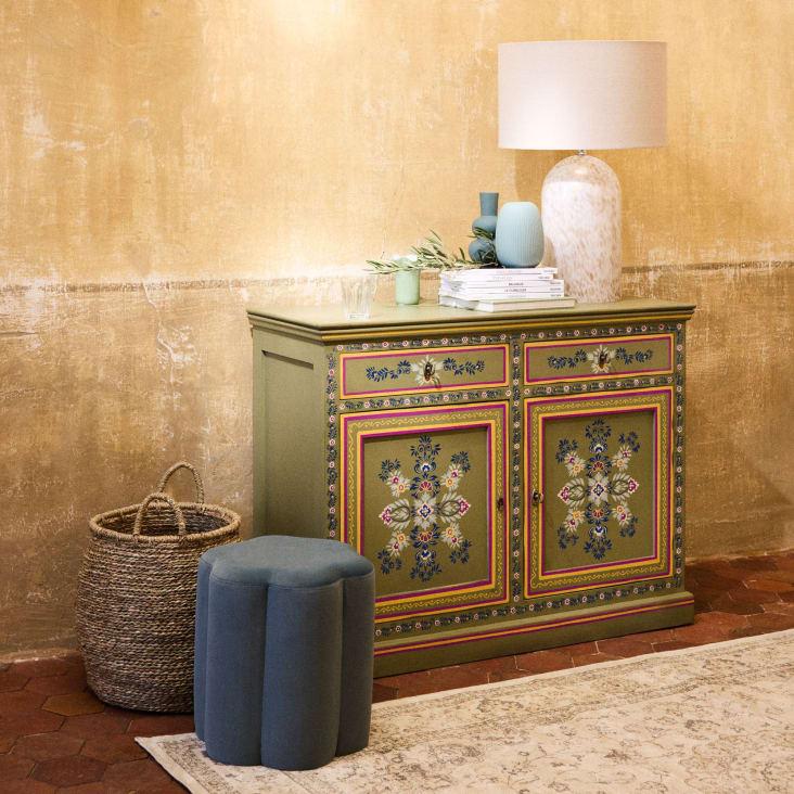 Maisons Du Monde Gloria - Lámpara De Vidrio Moteado Con Purpurina Y Pantalla De Lino Beige
