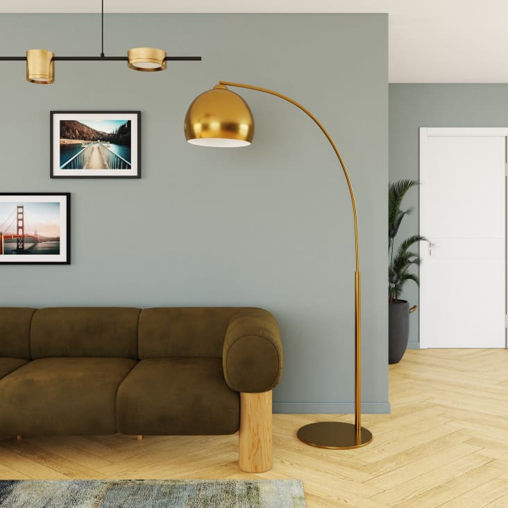 Maisons Du Monde Gold Sphere - Lámpara De Pie De Metal Dorado H. 206 Cm