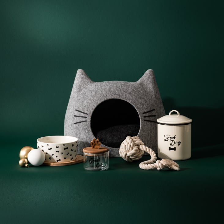 Maisons Du Monde GOOD DOG - Caja Esmaltada Color Crudo Y Negro