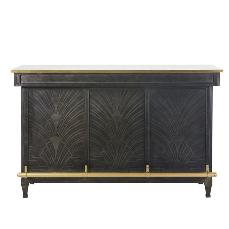 Maisons du Monde Gotham - Mueble bar 1 cajón 1 puerta de color latón y negro