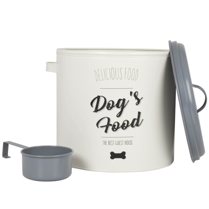 Maisons Du Monde GOURMET DOG - Caja Para Comida De Mascotas De Metal Color Crudo Con Estampado Alt. 27