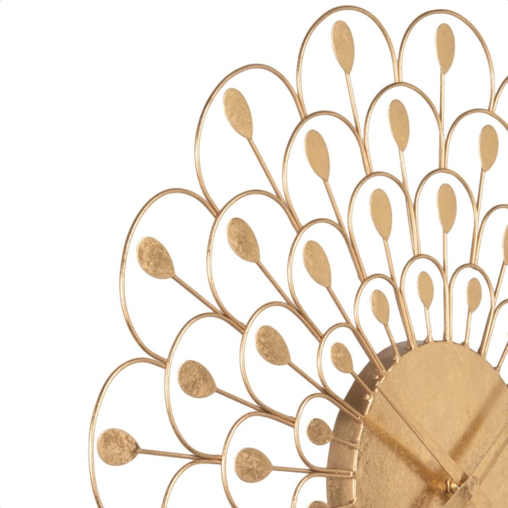 Maisons Du Monde GRANT - Reloj De Alambre Con Hojas Doradas D.49