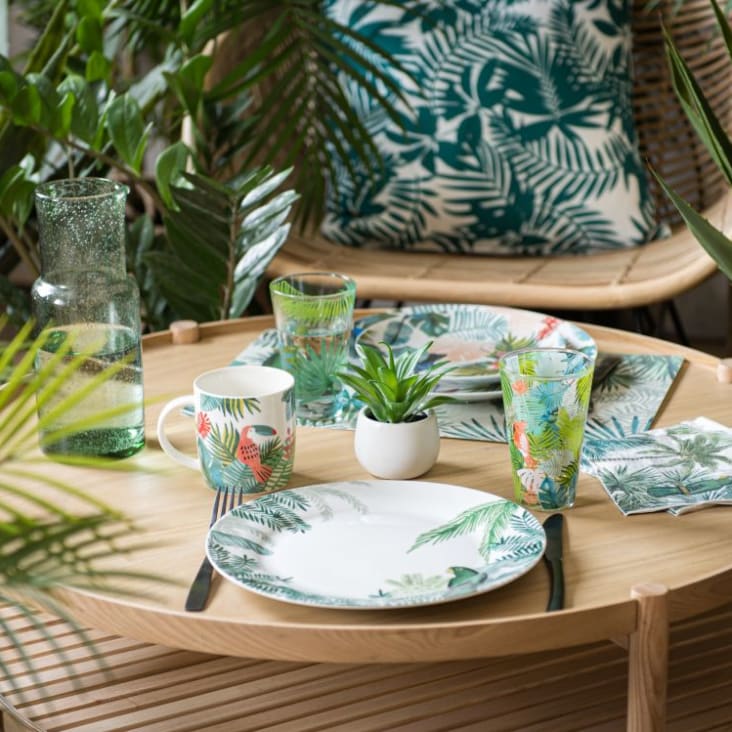 Maisons Du Monde GREEN PERROK - Lote De 2 - Servilletas De Papel Con Estampado Tropical 33x33 (x20)