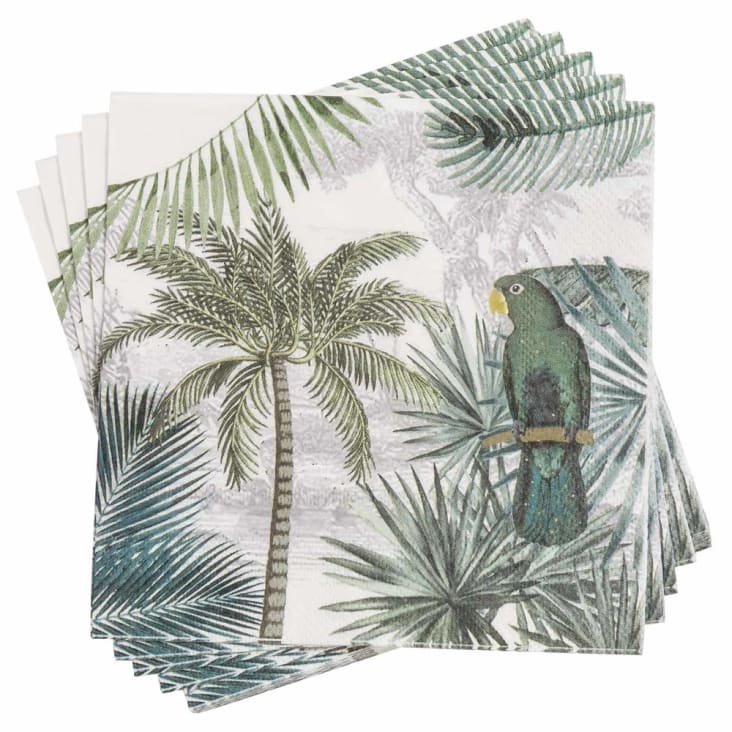 Maisons du Monde GREEN PERROK - Lote de 2 - Servilletas de papel con estampado tropical 33x33 (x20)