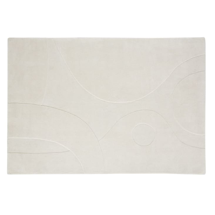 Maisons du Monde GUADALUPE - Alfombra de lana tejida con motivos modernos color crudo 160 x 230