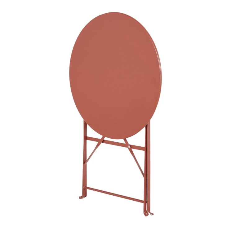 Maisons Du Monde Guinguette - Mesa De Jardín Redonda Plegable De Acero Terracota Para 2 Personas D. 60