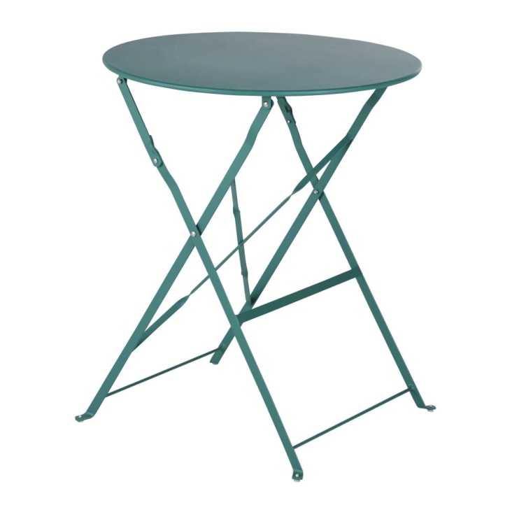 Maisons Du Monde Guinguette - Mesa De Jardín Redonda Plegable De Acero Verde Para 2 Personas D. 60