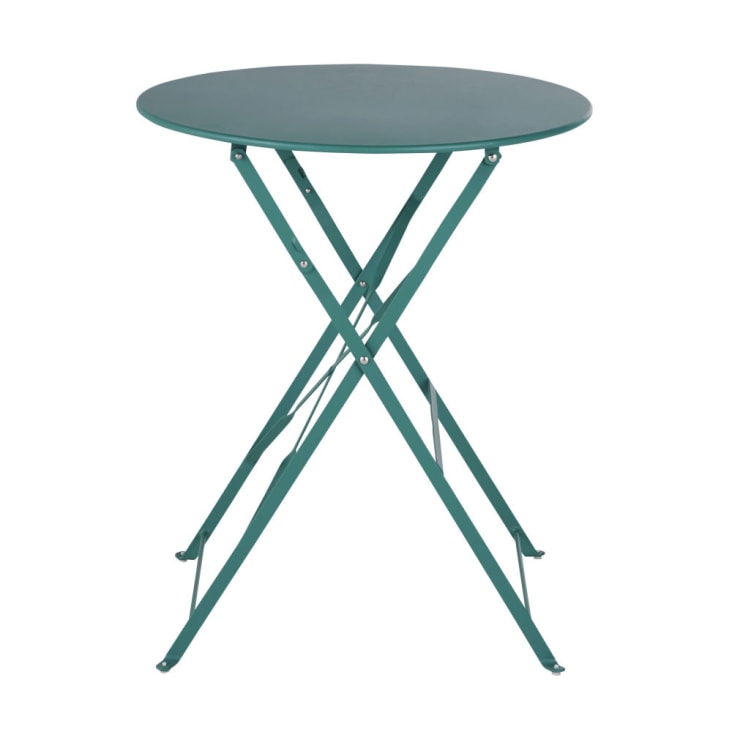 Maisons du Monde Guinguette - Mesa de jardín redonda plegable de acero verde para 2 personas D. 60