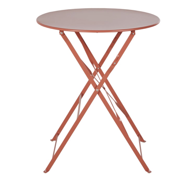 Maisons du Monde Guinguette - Mesa de jardín redonda plegable de acero terracota para 2 personas D. 60