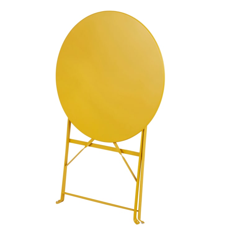 Maisons Du Monde Guinguette - Mesa Redonda Plegable De Exterior De Metal Amarillo