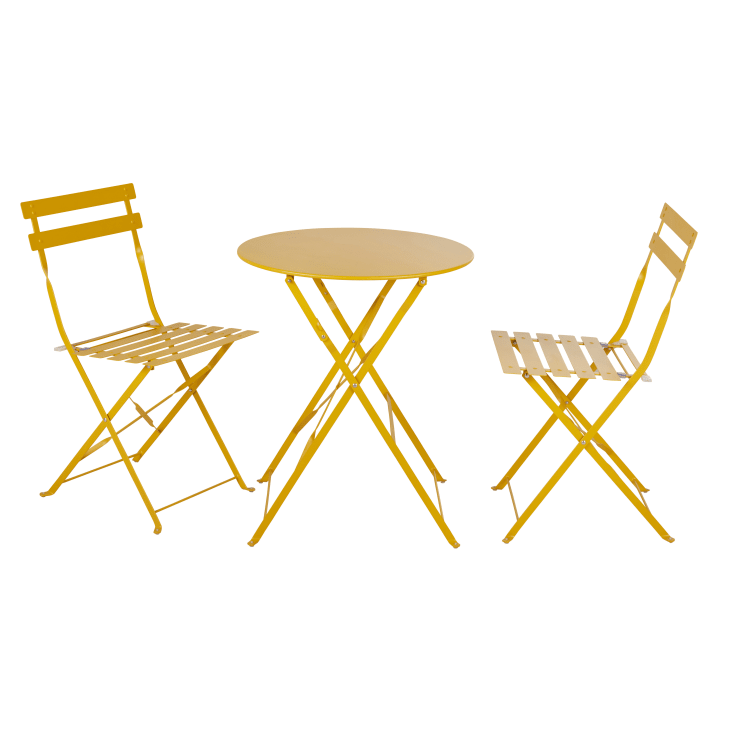 Maisons Du Monde Guinguette - Sillas De Comedor De Exterior Plegables De Metal Amarillo (x2)