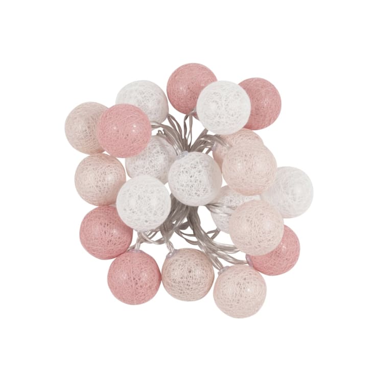 Maisons Du Monde Guirnalda Luminosa Esferas De Algodón Blanco Y Rosa 20 LEDS L. 360