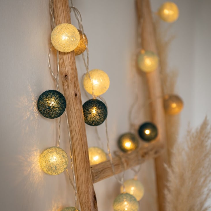 Maisons Du Monde Guirnalda Luminosa Esferas De Algodón Multicolor 20 LEDS L. 360