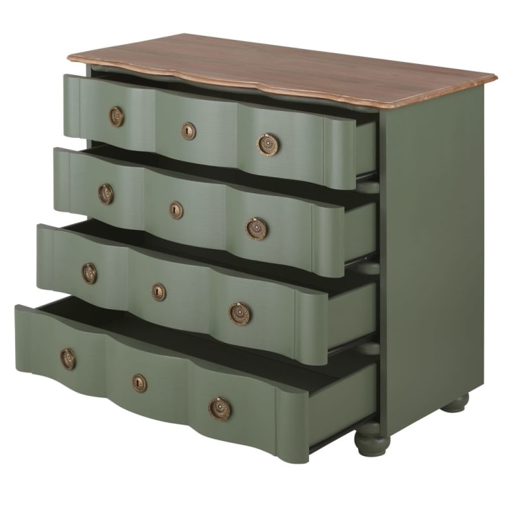 Maisons Du Monde Gustavia - Cómoda En Verde Caqui Y Metal Dorado Con 4 Cajones