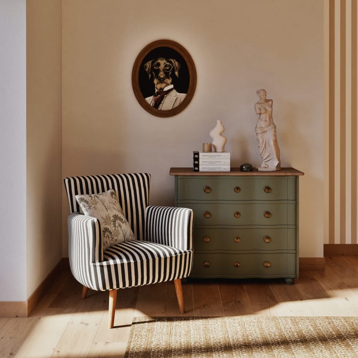 Maisons Du Monde Gustavia - Cómoda En Verde Caqui Y Metal Dorado Con 4 Cajones