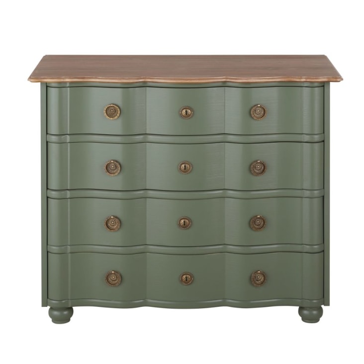 Maisons du Monde Gustavia - Cómoda en verde caqui y metal dorado con 4 cajones