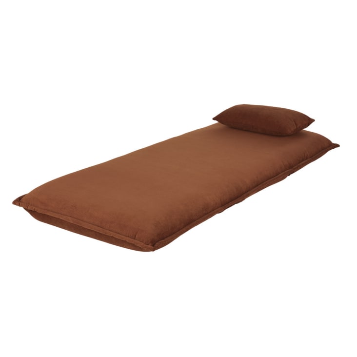 Maisons Du Monde Hallen - Sofá Clic-clac De 1 Plaza De Terciopelo Acanalado Naranja