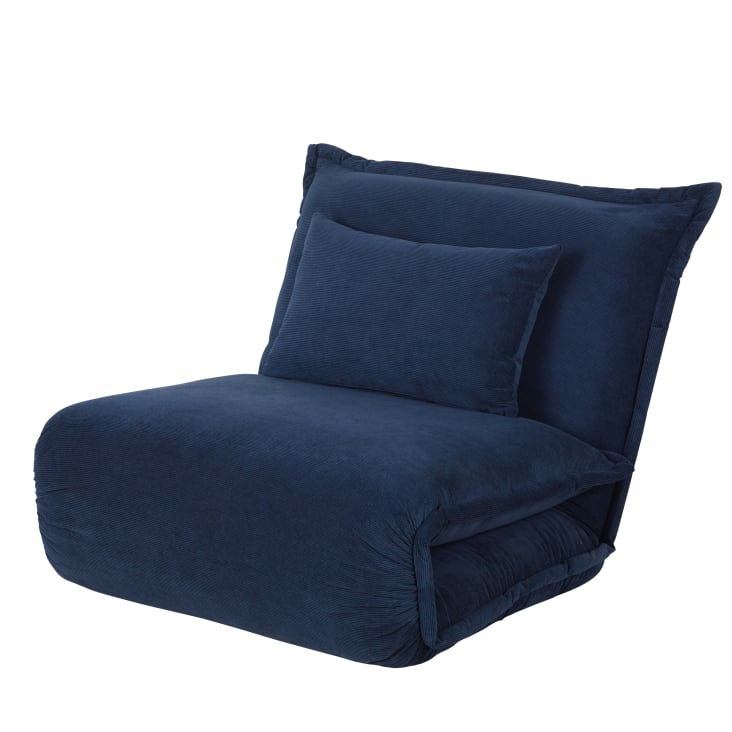 Maisons Du Monde Hallen - Sofá De 1 Plaza De Terciopelo Azul Marino