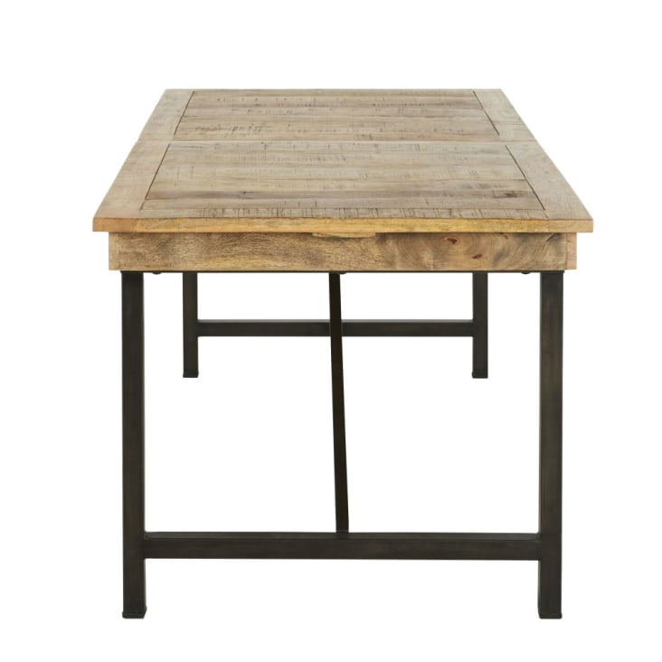 Maisons Du Monde Hankies - Mesa De Comedor Extensible De Mango Macizo Y Metal Negro Para 8/10 Personas 76/106 Cm Alto