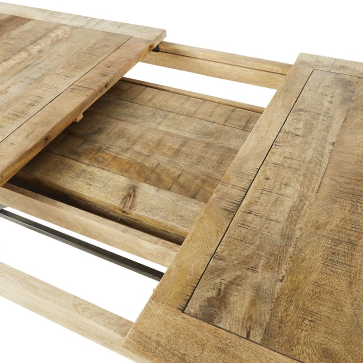 Maisons Du Monde Hankies - Mesa De Comedor Extensible De Mango Macizo Y Metal Negro Para 8/10 Personas 76/106 Cm Alto