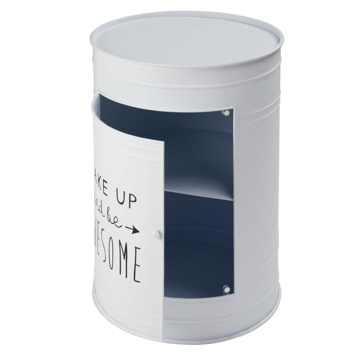 Maisons Du Monde Harlem - Mesita De Noche Con 1 Puerta De Metal Blanco