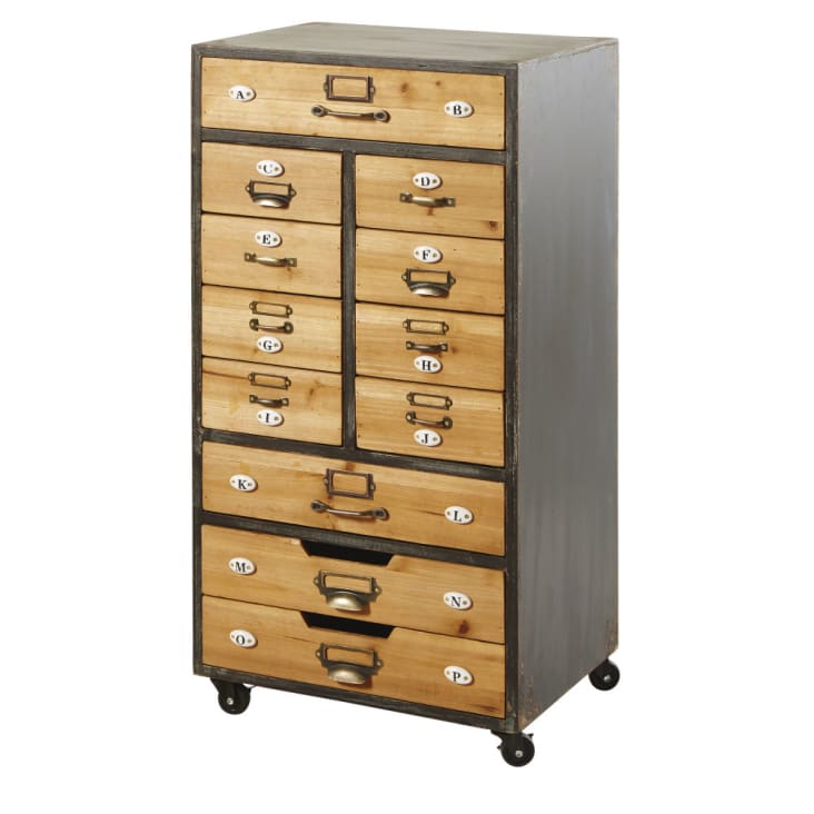 Maisons Du Monde HAROLD - Mueble Organizativo De 12 Cajones Con Ruedas