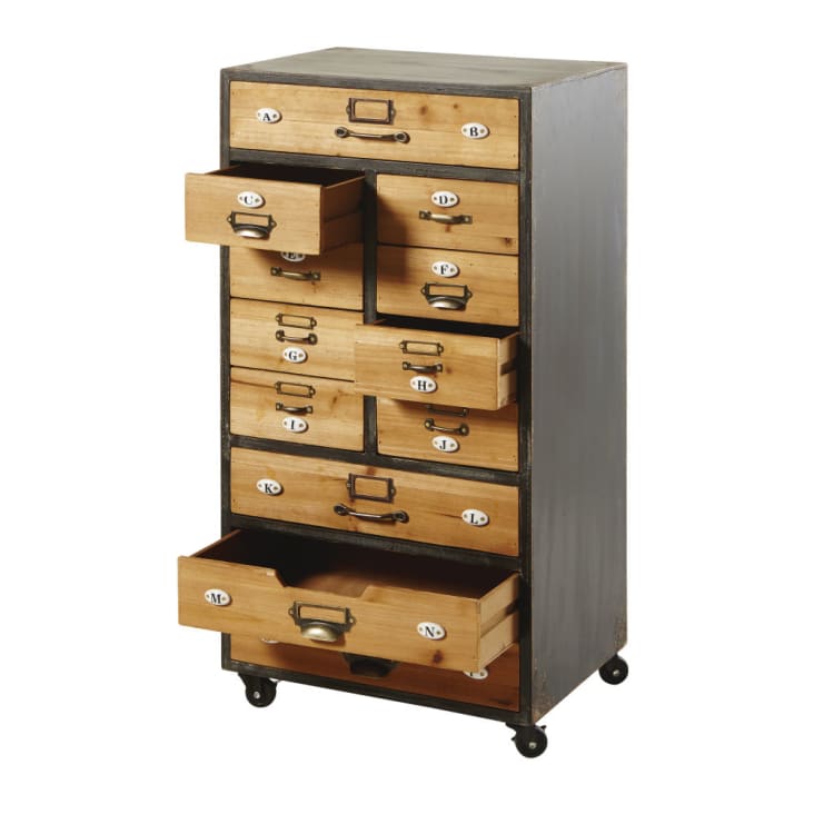 Maisons Du Monde HAROLD - Mueble Organizativo De 12 Cajones Con Ruedas