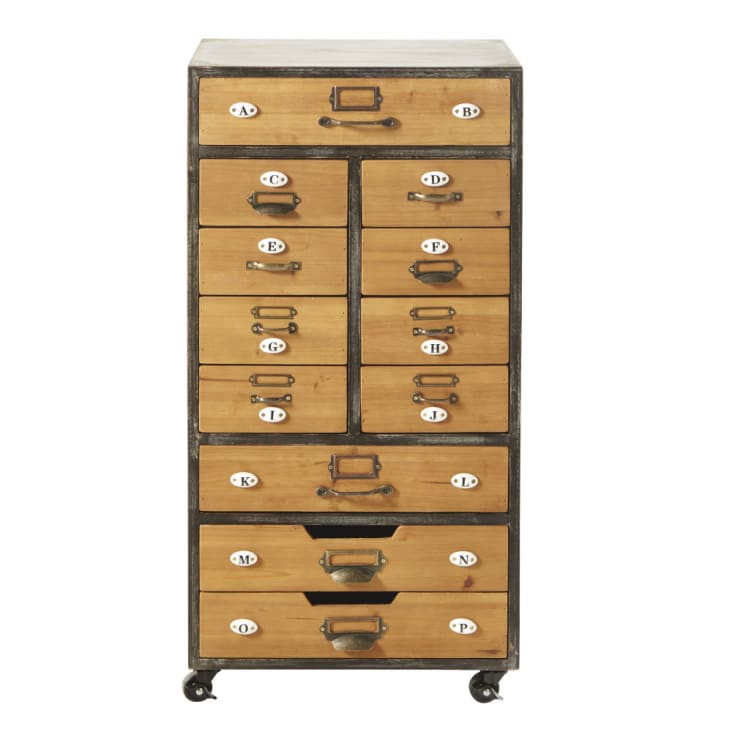 Maisons du Monde HAROLD - Mueble organizativo de 12 cajones con ruedas